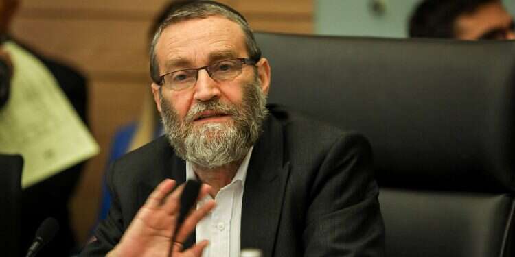 United Torah Judaism leader Moshe Gafni attends a Knesset committee meeting on Jan. 20, 2021 Haredim demand Rivlin convince Sa'ar to join right-wing government