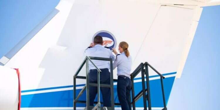 Two IAF officers inaugurate the first of a series of Oron aircraft at the Nevatim Airbase, April 4, 2021 IDF receives new spy plane as intel on Iraq, Yemen, Iran high on agenda