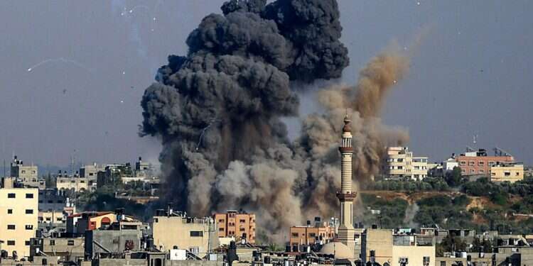 Smoke billows from Israeli air strikes in Gaza City Israeli official says Hamas badly bruised, number of terrorists killed much higher