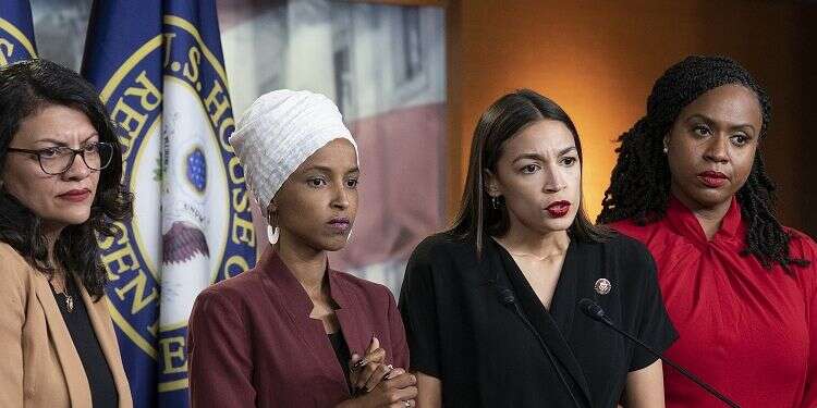 Democratic congresswomen Rashida Tlaib, Ilhan Omar, Alexandria Ocasio-Cortez and Ayanna Pressley Ocasio-Cortez, Omar call Biden's support for Israel 'siding with occupation'