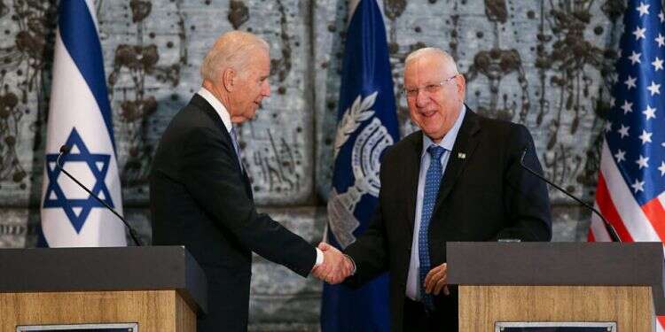 Then-US Vice President Joe Biden and President Reuven Rivlin in Jerusalem, March 9, 2016 Rivlin, Biden to discuss Iran, Israel defense needs