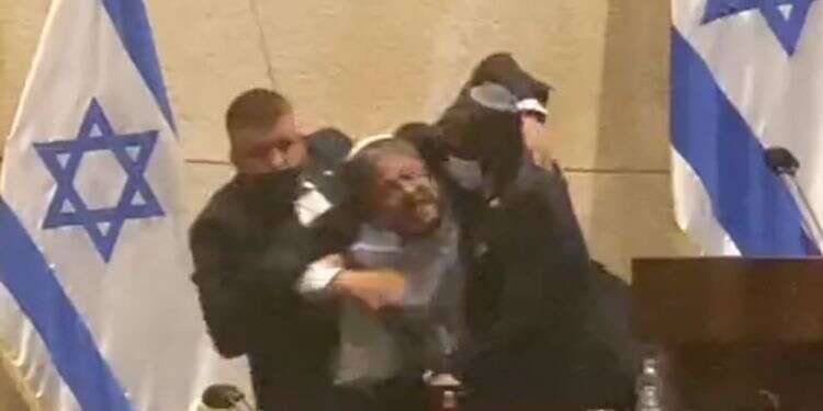 Knesset ushers drag Itamar Ben-Gvir off the podium, July 26, 2021 Far-Right MK removed from plenum for calling Arab lawmaker 'terrorist'