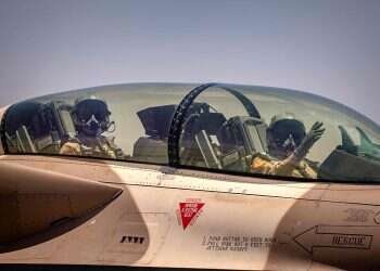 Moroccan Air Force F-16 fighter jet lands at an airbase in Ben Guerir, north of Marrakesh, during the African Lion military exercise, June 14, 2021 Moroccan Air Force plane lands in Israel for int'l military exercise