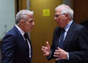 Lapid declares support for 2-state solution before EU foreign ministers