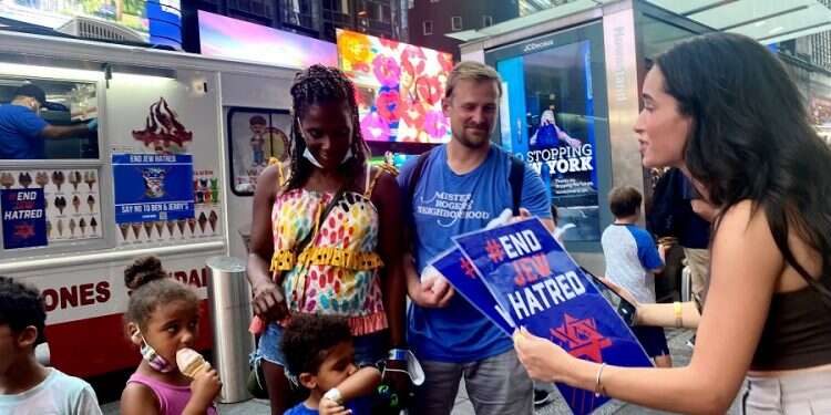 Bitter and sweet ice cream in Times Square