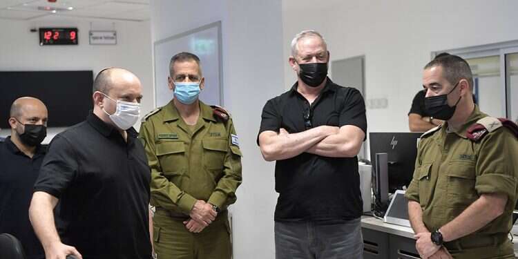 Prime Minister Naftali Bennett, IDF Chief of Staff Lt. Gen. Aviv Kochavi and Defense Minister Benny Gantz, Aug. 17, 2021 Gantz: Israel reserves right to react forcefully against threats