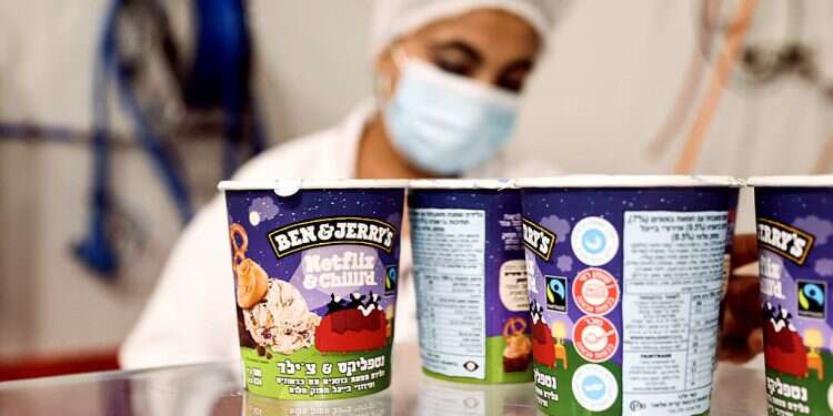Tubs of ice-cream are seen at Ben & Jerry's factory in southern Israel, July 20, 2021 Florida may divest from Unilever over Ben & Jerry's Israel boycott