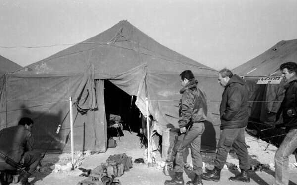 Then-IDF Chief of Staff Ehud Barak inspects the scene of the murder of the Feb. 16, 1992 attack Night of the Pitchforks terrorist has parole request denied