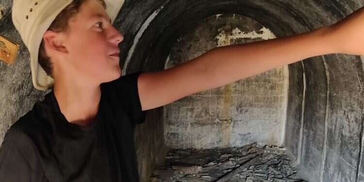 Omer Skolnik in an old Syrian army bunker on the Golan Heights Israeli teen finds historical artifacts in old Syrian army bunker on Golan Heights