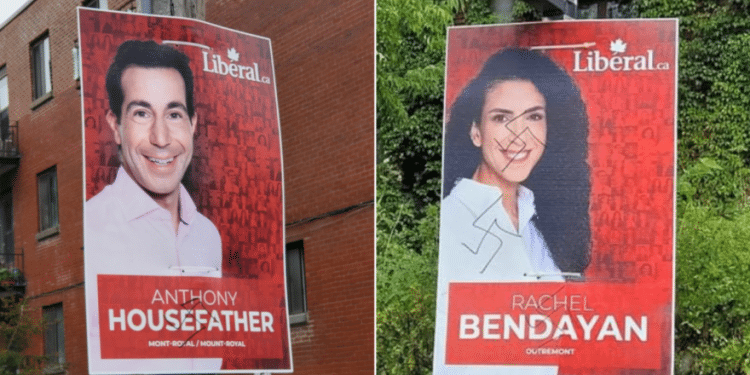 Election signs of Jewish MPs in Canada vandalized