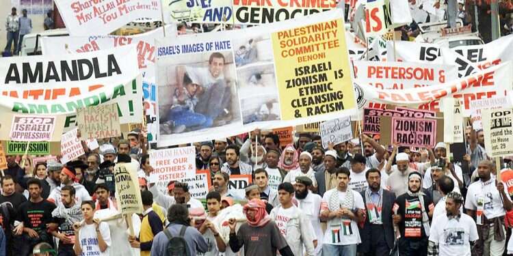 Protesters march through the streets during the World Conference Against Racism in Durban, Friday Aug. 31, 2001 Israeli ambassador calls UN's Durban event 'rotten,' asks world to 'share the truth'