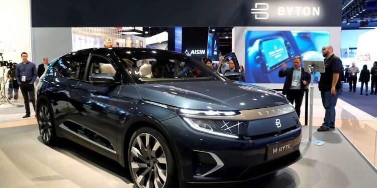 The Byton M-Byte electric SUV is displayed during the 2020 CES in Las Vegas
on Jan. 7, 2020 Foxconn halts EV project with Chinese startup Byton