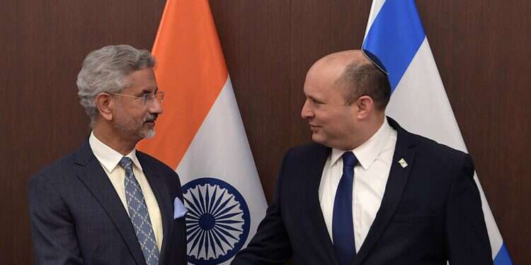 Indian Foreign Minister Subrahmanyam Jaishankar and Prime Minister Naftali Bennett in Jerusalem, Oct. 20, 2021 Israel, India eye boosting trade, academic ties