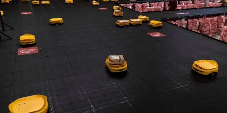 Robots sort parcels at the Hellenic Post's sorting center in Kryoneri, Greece, Oct. 4, 2021
Greek postal service gets robot boost