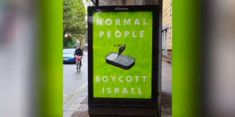 Signs reading 'Normal People Boycott Israel' spotted at London bus stops
