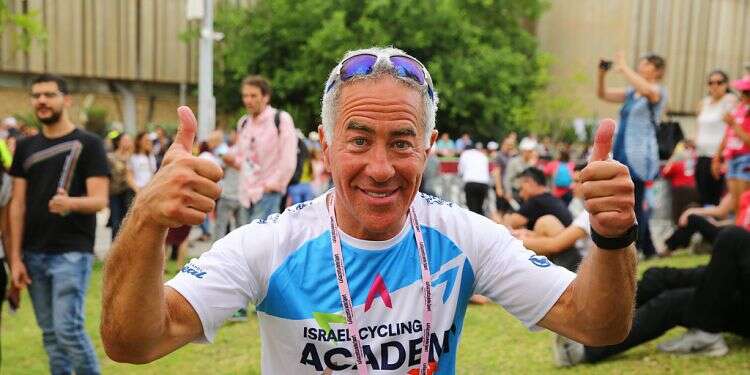 Israel Cycling Academy team co-owner Sylvan Adams seen at the opening of the last stage of the Giro d'Italia in the Southern Israeli city of Beersheba on May 6, 2018 Is sports diplomacy the way to score regional peace?