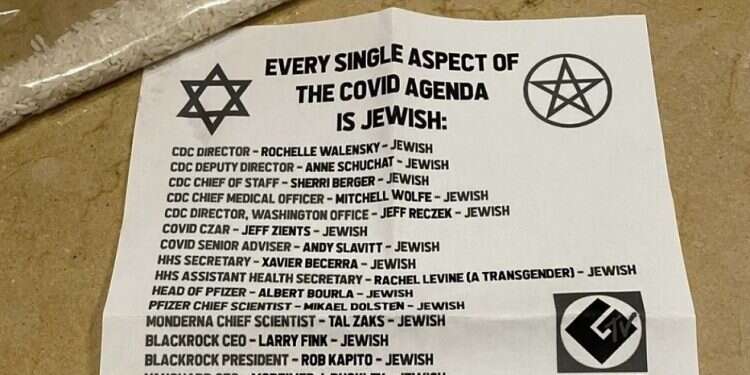 COVID-denying fliers prove antisemitism not down and out in Beverly Hills