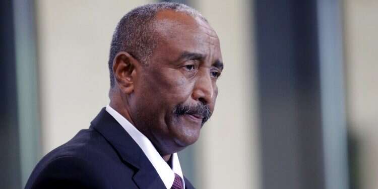 Gen. Abdel-Fattah Burhan, head of Sudan's ruling sovereign council, speaks during a session of the summit to support Sudan at the Grand Palais Ephemere in Paris on May 17, 2021
Mossad team visited Sudan after coup