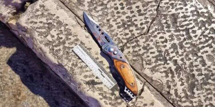 The knife used in the stabbing attack in Damascus Gate, Dec. 4, 2021 Israeli seriously wounded in Jerusalem stabbing attack, terrorist killed