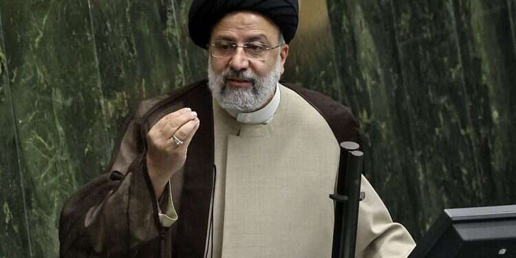 Iranian President Ebrahim Raisi addresses the parliament in Tehran Iran demands Gulf states stop 'besmirching Tehran'