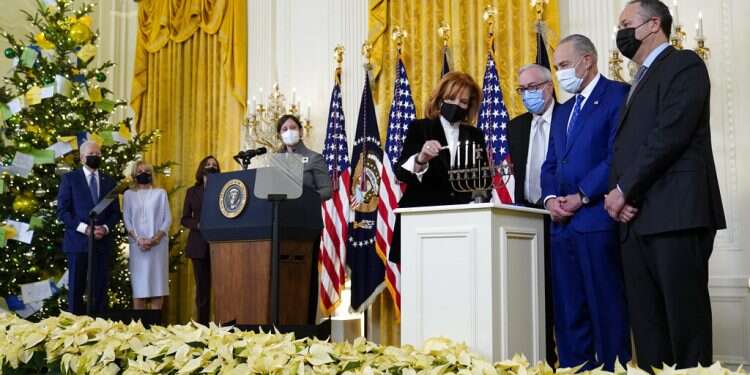 Bidens, Harris, Emhoff hold 'family' Hanukkah celebration at White House