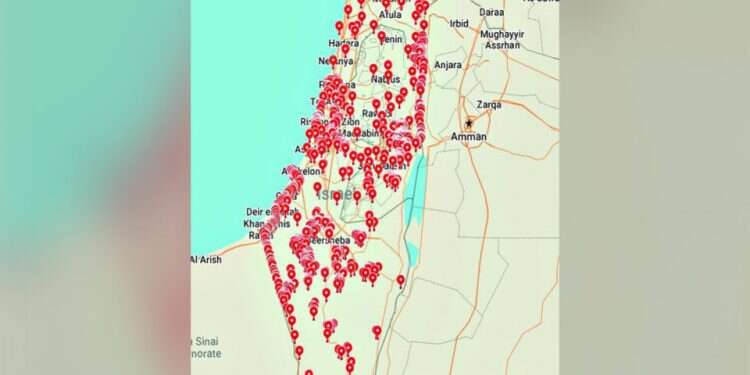 The map of Israeli targets published by the Tehran Times includes nearly every populated part of the country Iranian paper publishes 'map of Israeli targets'