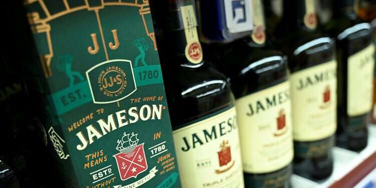 A general view of Jameson whiskey for sale in a supermarket as new minimum price increase for alcohol is implemented, in Galway, Ireland, January 4, 2022. REUTERS/Clodagh Kilcoyne A general view of Jameson whiskey for sale in a supermarket as new minimum price increase for alcohol is implemented, in Galway, Ireland, January 4, 2022. REUTERS/Clodagh Kilcoyne