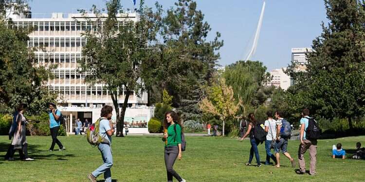 Students on the Givat Ram campus of the Hebrew University of Jerusalem Hebrew U tech transfer arm backs 15 new startups