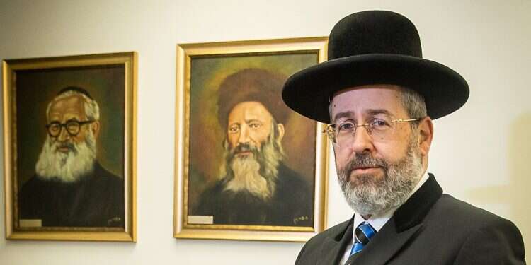 Chief Rabbi David Lau is pictured in the offices of the Chief Rabbinate on Jan. 17, 2022 'Knesset conversion reform no less than spiritual disaster'