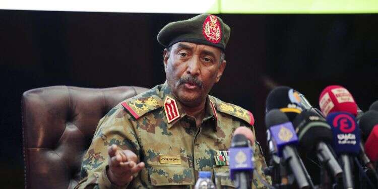 Sudan's head of the military, Gen. Abdel-Fattah Burhan in Khartoum, Oct. 26, 2021 Sudan's leader says Israel visit not political, lauds budding security ties