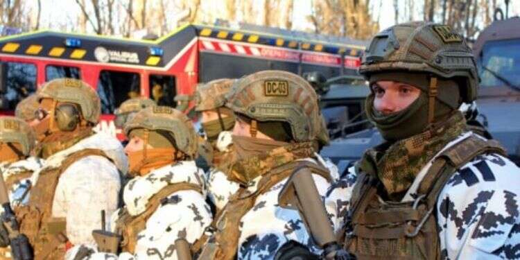 Ukrainian forces during an exercise simulating a Russian invasion Amid Russian war crisis, Ukraine runs urban warfare drills near Chernobyl