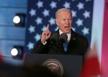 US President Joe Biden delivers a speech at the Royal Castle in Warsaw, Poland, March 26, 2022 'For God's sake, this man cannot remain in power,' Biden says of Putin