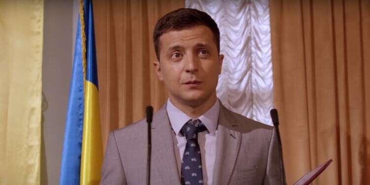 Former actor Volodymyr Zelenskyy portraying Vasiliy Petrovich Goloborodko, a high school teacher propelled to the presidency in 'Servant of the People' Amid Ukraine war, comedy series starring Zelenskyy soars in popularity