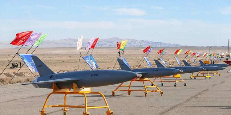 In this photo released on Jan. 5, 2021 by the Iranian military, drones are displayed prior to a drill, in an undisclosed location in Iran Report: Israel destroyed hundreds of Iranian drones in attack in February