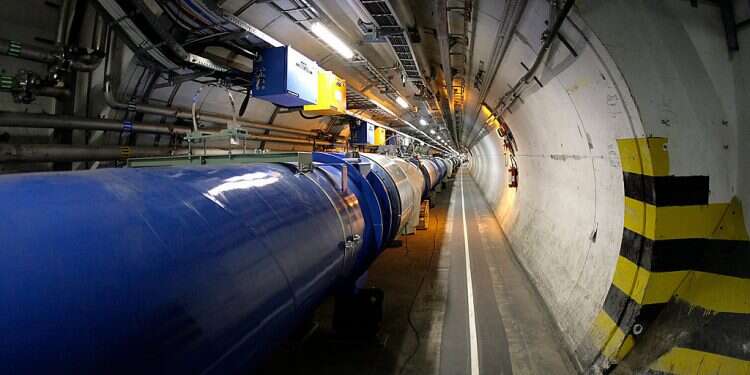 A view of the LHC (large hadron collider) in its tunnel at CERN (European particle physics laboratory) on May 31, 2007 Scientists prepare restart CERN Hadron Collider