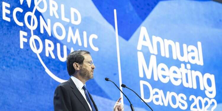 President Isaac Herzog addresses the 51st annual meeting of the World Economic Forum in Davos, Switzerland, May 25, 2022 In Davos, Herzog outlines vision for 'renewable Middle East'