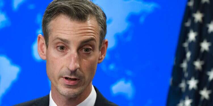 US State Department spokesman Ned Price speaks during a news conference at the State Department in Washington, March 10, 2022 US offers $15M reward for information on Russia-based ransomware group