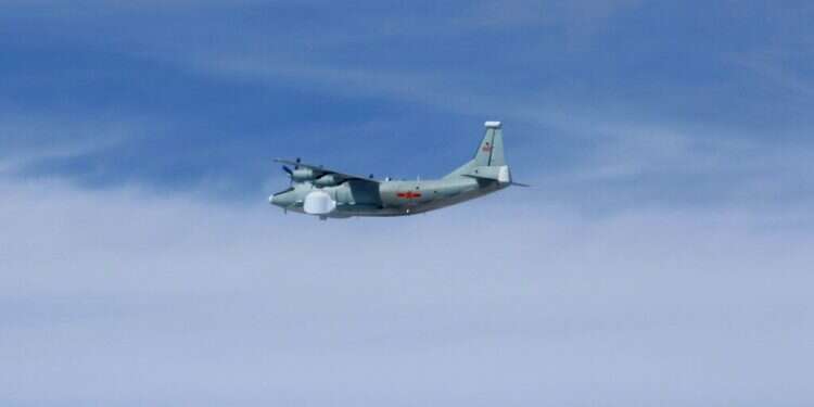 China's Y-8 electronic warfare aircraft flies over the East China Sea on April 15, 2019 Chinese warplanes near Japanese airspace as Tokyo hosts US, India, Australia leaders