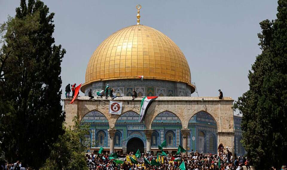 Palestinians protest on the last Friday of Ramadan ahead of the prayer in front of the Dome of the Rock at the Temple Mount in Jerusalem's Old City, April 29, 2022
Jordan demands total control, reduced Jewish presence on Temple Mount