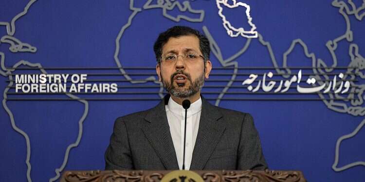 Iran's Foreign Ministry spokesman Saeed Khatibzadeh holds a press conference in Tehran on May 9, 2022 Iran promises 'proper response' to Israel's 'aggression'