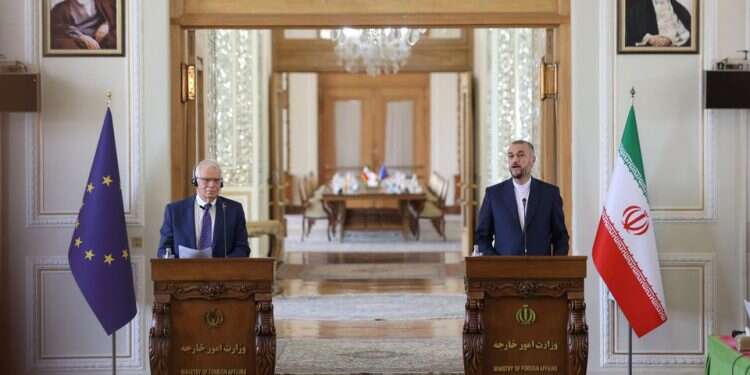 Iran's Foreign Minister Hossein Amir-Abdollahian and High Representative of the European Union for Foreign Affairs and Security Policy Josep Borrell in Tehran, June 25, 2022 Iran, EU say Vienna nuke talks will resume in coming days