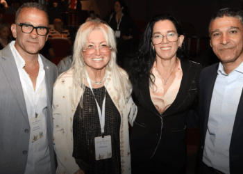 L-R: SFI CEO Yaron Neudorfer, Israel Hayom publisher Dr. Miriam Adelson, Code for Israel founder Yasmin Lukatz, and Bank Mizrahi Tefahot CEO Moshe Lari Conference focuses on link between innovation, social impact