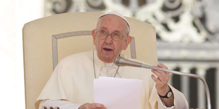 Pope Francis delivers his speech during his weekly general audience in St. Peter's Square, at the Vatican, May 25, 2022 Holocaust memorial chairman thanks pope for opening archives