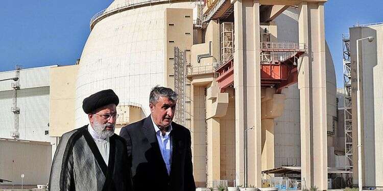 Iran's president Ebrahim Raisi (right) accompanied by chief of the Atomic Energy Organization of Iran Mohammad Eslami, visiting the Bushehr Nuclear Power Plant, southeast of the city of the same name, Oct. 8, 2021 'There is still potential for a nuclear deal,' US official says