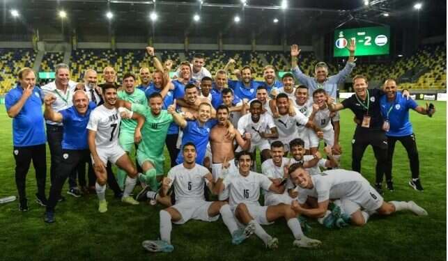 Israel's under-19 men’s team after beating France 2-1 on Tuesday, June 28, 2022 History! Israel's under-19 men's soccer team reaches European final