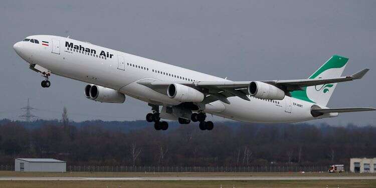 An Airbus A340-300 of Iranian airline Mahan Air takes off from Duesseldorf airport DUS, Germany, Jan. 16, 2019 Israeli Embassy in Argentina warns of Iranian terror activity in region