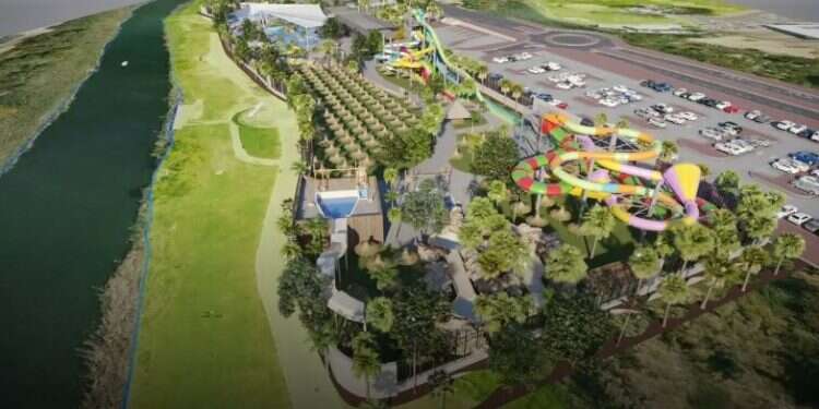 Computer imaging of the future waterpark in Ashdod Southern Israeli towns compete for Israel's largest waterpark