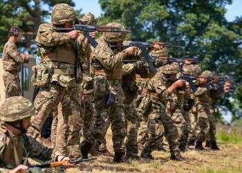 New recruits to the Ukrainian army are trained by UK army specialists at a military base near Manchester, England, July 7, 2022 Ukraine tells residents to leave occupied south due to counterattack plans