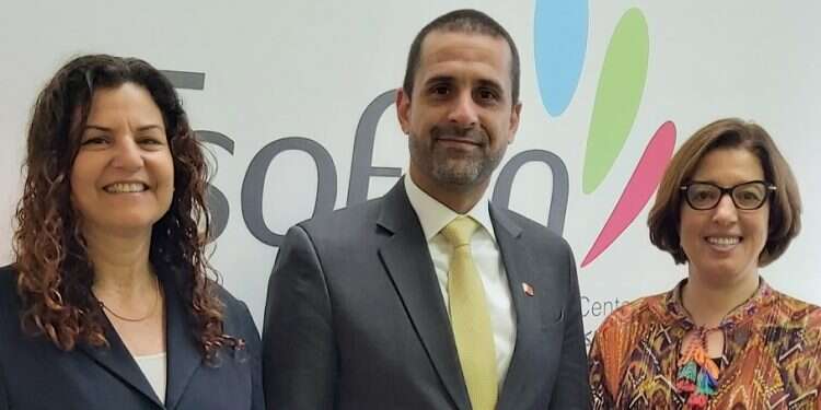 Bahraini Ambassador to Israel His Excellency Khaled Al Jalahma is flanked by Tsofen co-chairs Revital Duek, left, and Maisam Jaljuli on his first visit to Nazareth. 'We can support the mission of building up the Arab Israeli high tech sector'