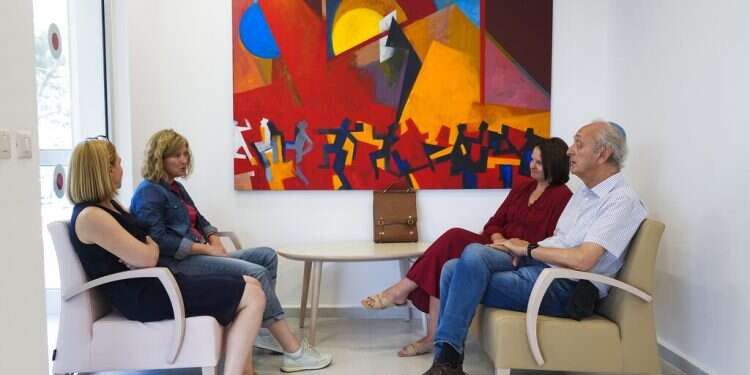 Ukrainian mental health professionals learning how to treat trauma victims in a special three-week course run by the Metiv organization are seen at Herzog Medical Center in Jerusalem, July 20, 2022 Ukrainian therapists seek to learn from Israeli trauma expertise